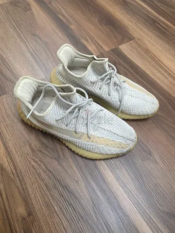 Beige Yeezy-style Knit Sneakers, Size 43 — Good Used Condition