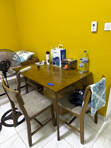 Wooden dining table with 4 chairs - good used condition