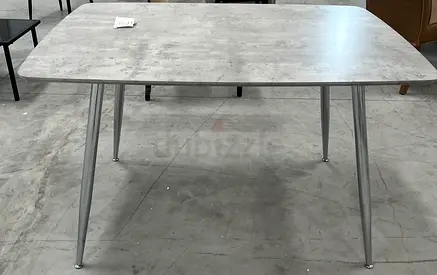 Modern Rectangular Dining Table with Concrete-Effect Top and Metal Legs