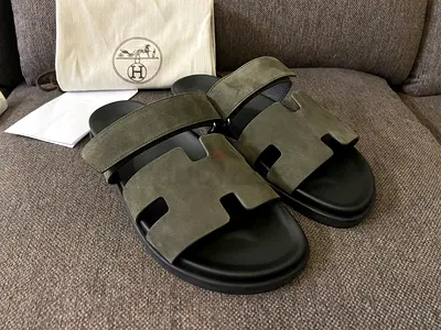 Authentic Hermes Chypre Sandals Size 44,5 Vert Foret NEW