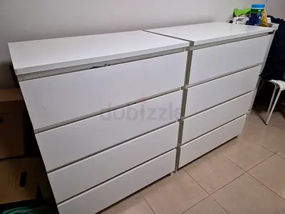 Set of two white 4 drawer dressers IKEA