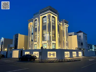 Luxury villa for sale in Al Zahia – Ajman, all fees included, corner plot on two streets in a very prime location close to the mosque and all services