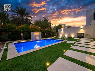 4 master bedrooms and a swimming pool. The villa features a fully smart system. Electricity, water, and air conditioning are included in the price. Fr