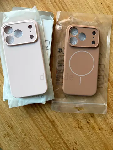2 NEW Phone 17 pro Iight pink and tan color silicone cases with raised camera protector