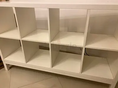 Ikea Kallax White 8-Compartment Storage Shelf with Underframe