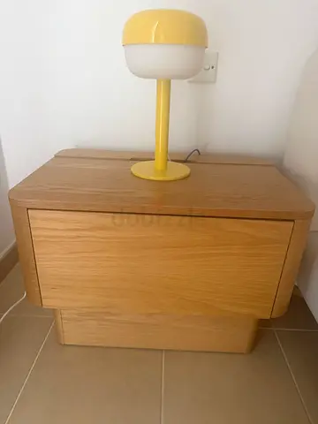 oak bedside table pair with in built USB and power supply