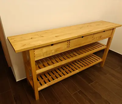 Solid Wood Console Table with shelves and drawers
