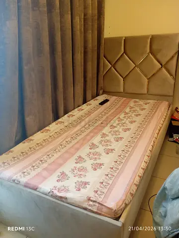 Single bed with padded headboard — good condition with mattres