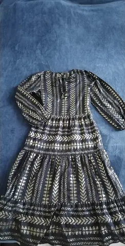 Black and Gold Patterned Long-Sleeve Midi Dress Next - Size S, negotiable