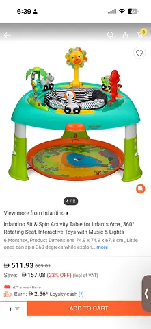 Baby activity seat with toys - good used condition and can turn to a table.