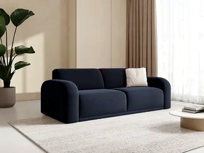 Dark Blue 3-Seater Modern Sofa - Comfortable  Clean