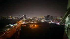 Furnished one-bedroom apartment in Orient Towers, Ajman, with a direct view of the creek.