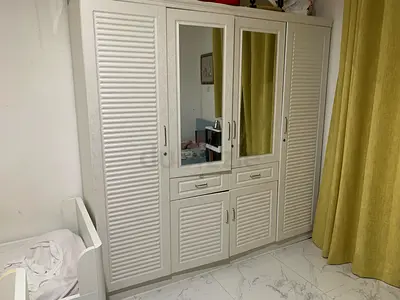 Large White 4-Door Wardrobe with Mirrors