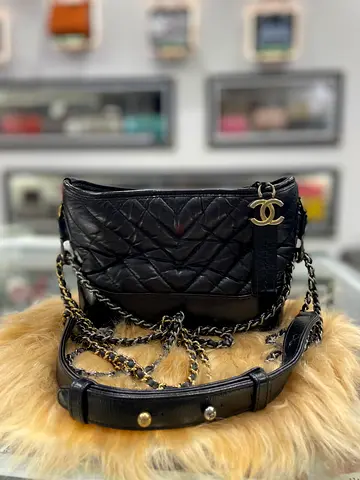 Chanel Black Gabrielle Hobo Quilted Chevron Bag (Authentic/PreOwned)