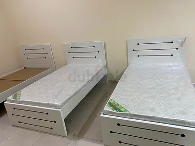 Single White Wooden Bedwith Mattress brand new