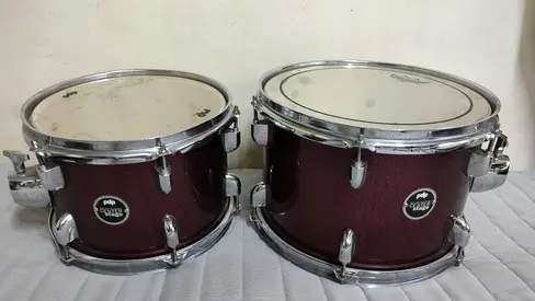 Pair of PDP Tom Drums (Rack Toms) in Red Sparkle