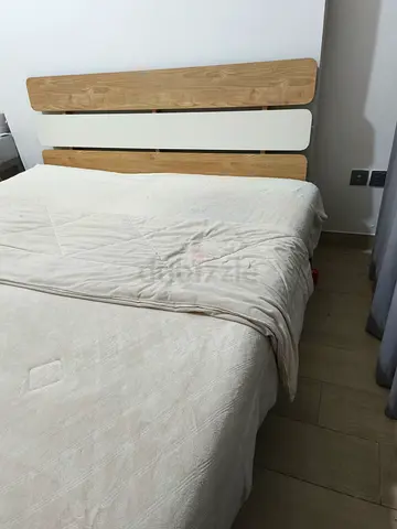 Pan Home Modern Wooden Double Bed with Headboard - Good Condition