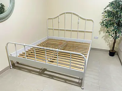 King Size Ikea White Bed frame only 180x200cm in perfect condition no damages! Pick up khalifa city