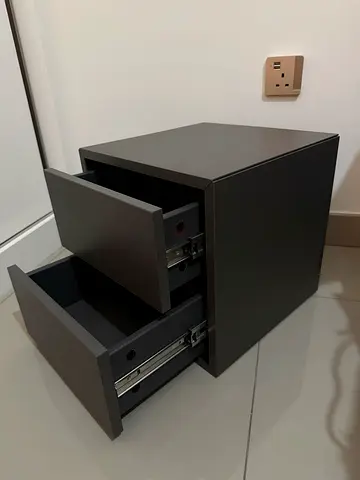 Dark grey bedside table with two soft-close drawers - 35x35x35 excelent condition