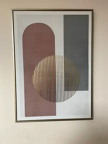 Framed Geometric Wall Art Print with Gold Detail - Large