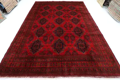 2.5 x 3.5m Hand-knotted Red Afghan/Oriental Rug - Large Traditional Design