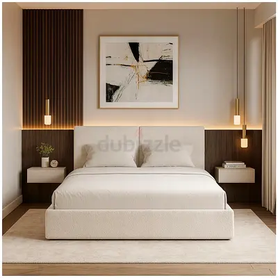 Modern upholstered queen size bed frame