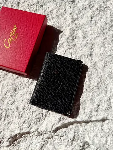 Cartier Black Leather Card Holder / Small Wallet
