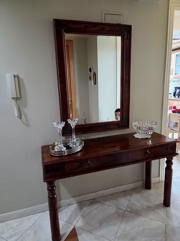 Solid Wood Console Table with Matching Wall Mirror