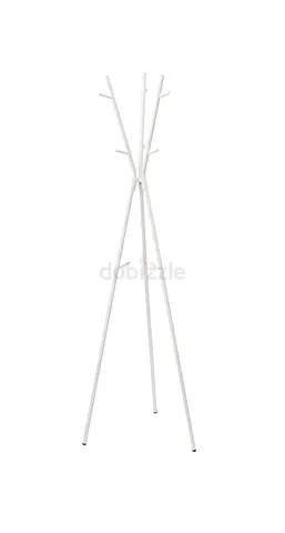 White Freestanding Metal Coat Rack with Multiple Hooks