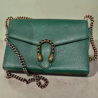 Gucci Dionysus Wallet on Chain – Green Leather