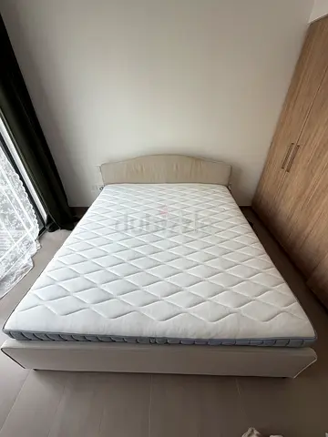 Queen bed frame with mattress - good condition