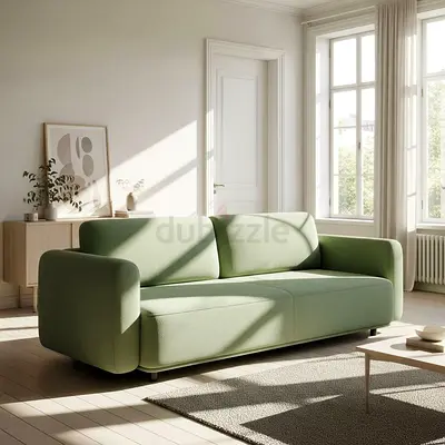 Light Green 3-Seater Sofa - Modern Minimal Design