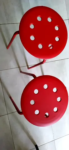 IKEA Pair of Red Metal Round Stools — Used, Good Condition