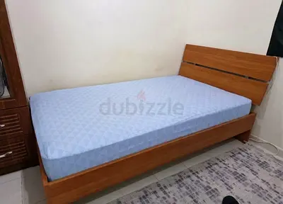 Single wooden bed frame with comfort mattress - good condition