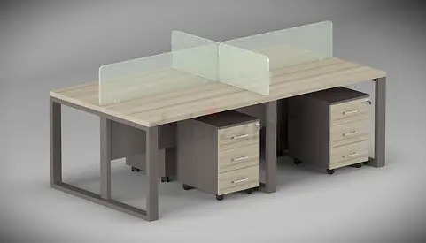 Modern Office Workstation Desk for Teams – Privacy Panels | Dubai