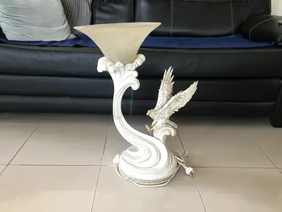Antique Eagle Sculpture Pedestal Table Lamp
