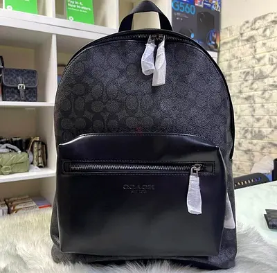 Black Coach Signature Canvas Backpack - Good Condition