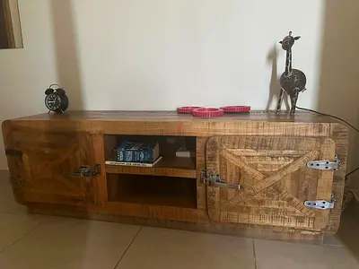 Solid Wood TV Console / Entertainment Unit - Rustic Finish