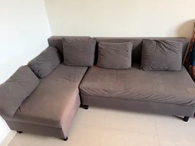 Grey L-shaped Sofa bed with Chaise - Comfortable 3-Seater