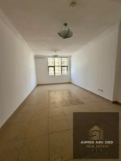 Two bedrooms and a living room for annual rent in Sharjah, Al Khan area. Good finishing. Spacious li