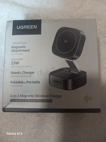 UGREEN 2-in-1 Magnetic Wireless Charger 15W - Foldable Stand (Like New, Sealed Box)