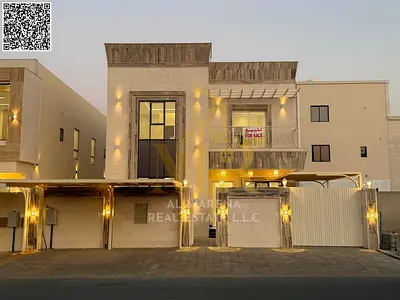A villa with all electricity, water and air conditioning fees included, on the main street, ready to move in, in the most prestigious areas of Ajman.