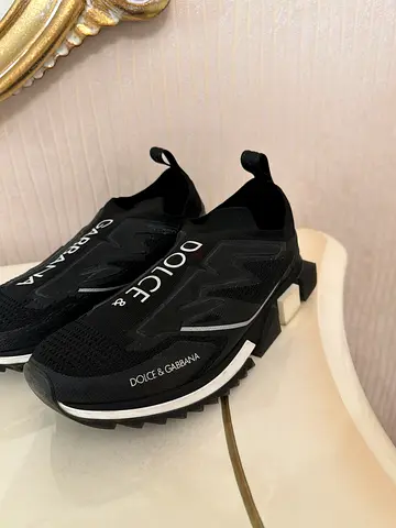 Dolce  Gabbana Black Slip-On Runner Sneakers - Size Noted in Listing