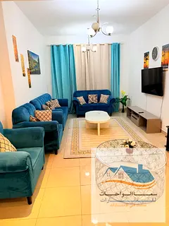 Sharjah – Al Khan, Al Rose Tower 1 Bedroom Apartment with Living Room, 2 Bathrooms, and Kitchen Fu