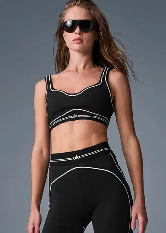 Alo black crop sports bra and high-waist leggings set - size S