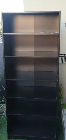 Tall black bookshelf / bookcase - 6 shelves, good used condition