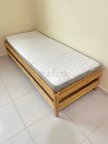 Ikea Wooden Singles Stackable Bed with 1 Mattress 80x200cm. Still in good condition pick up Khalifa