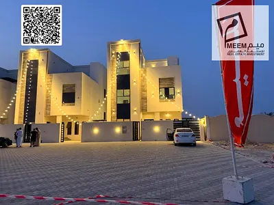 For sale luxury villa in Al Helio 2 - Ajman | Corner | 2 floors + roof | 7 master bedrooms | Majlis + hall with sinks + hall on the second floor