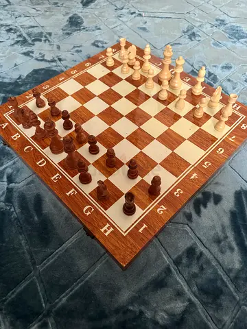 Wooden Chess Set with Board (Standard Staunton Pieces) - Good Condition