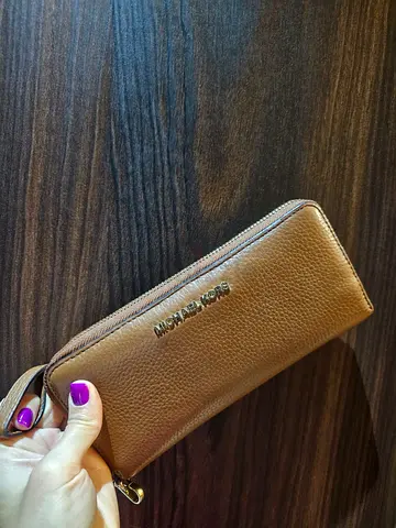 Michael Kors tan leather zip-around long wallet